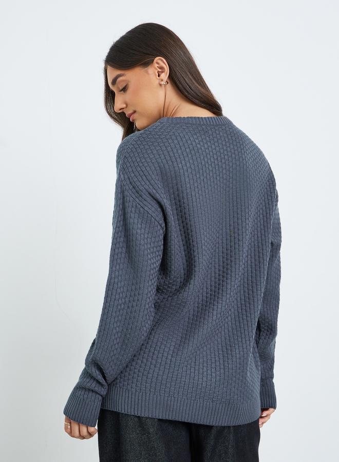 Styli Women Textured Knit Sweater - Image 3